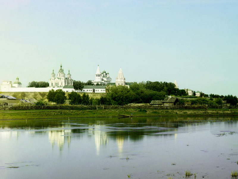Вид на Далматовский монастырь от р. Исети. 1912 год. Прокудин-Горский