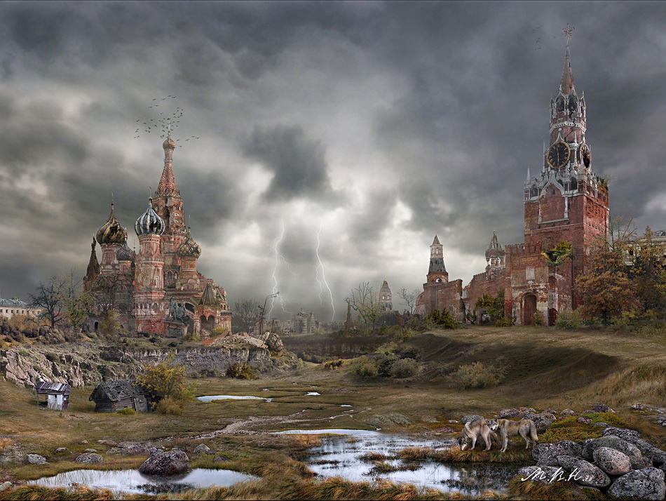 Москва после Третьей Мiровой войны. Картина Владимира Манюхина. Какая Россия в будущем
