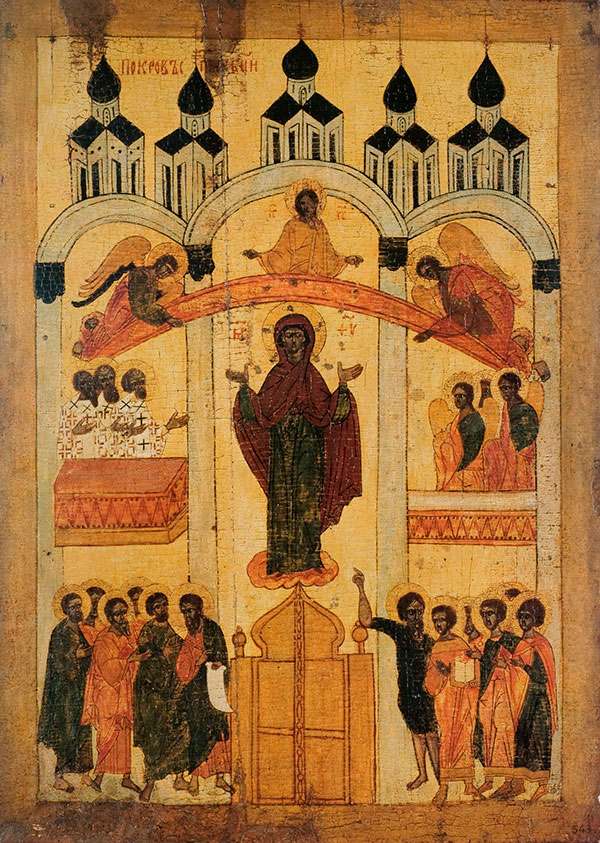 Икона Покрова Пресвятыя Богородицы, XV-XVI в., Новгород. Покров
